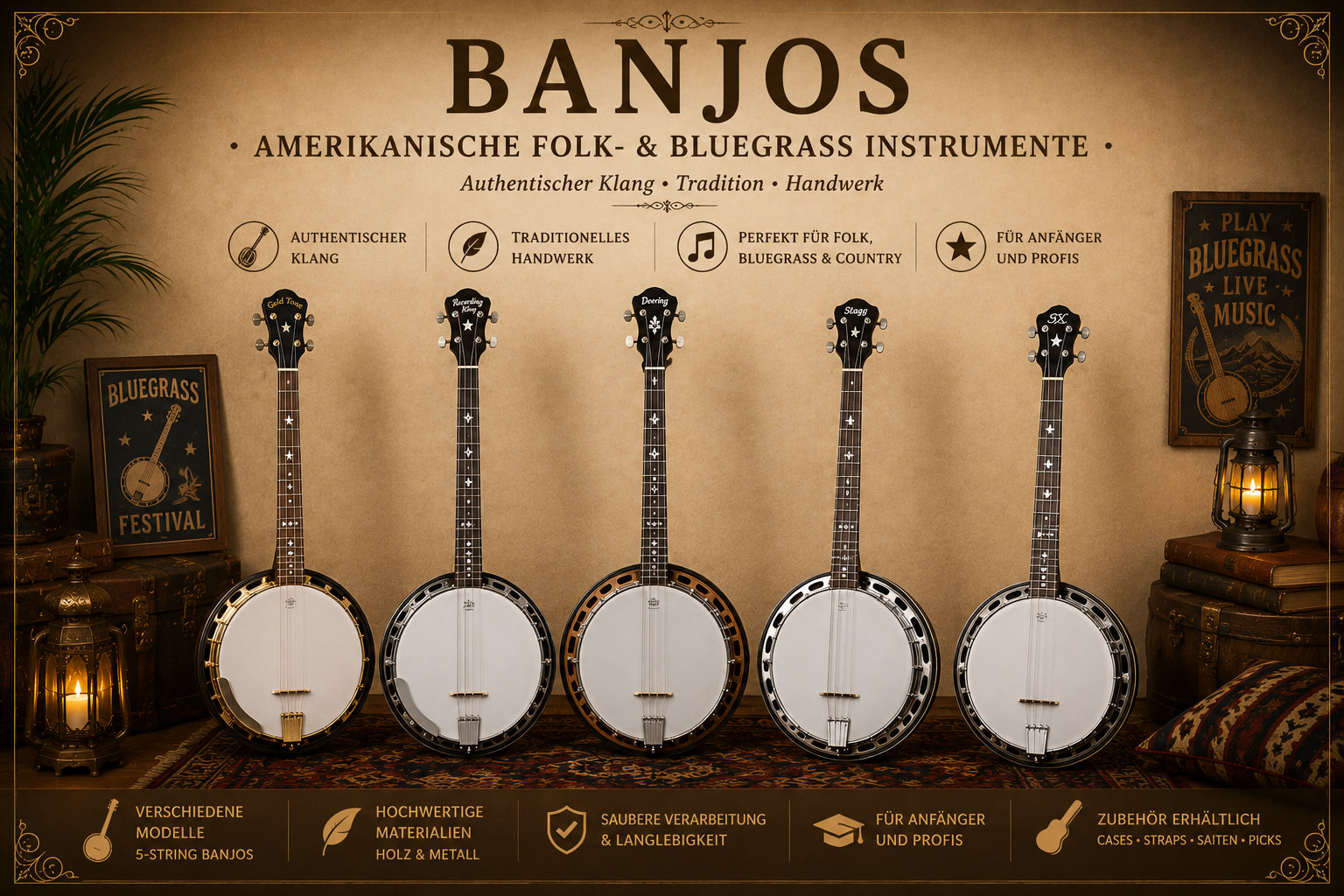 Banjos – Amerikanische Folk- & Bluegrass Instrumente category icon/image