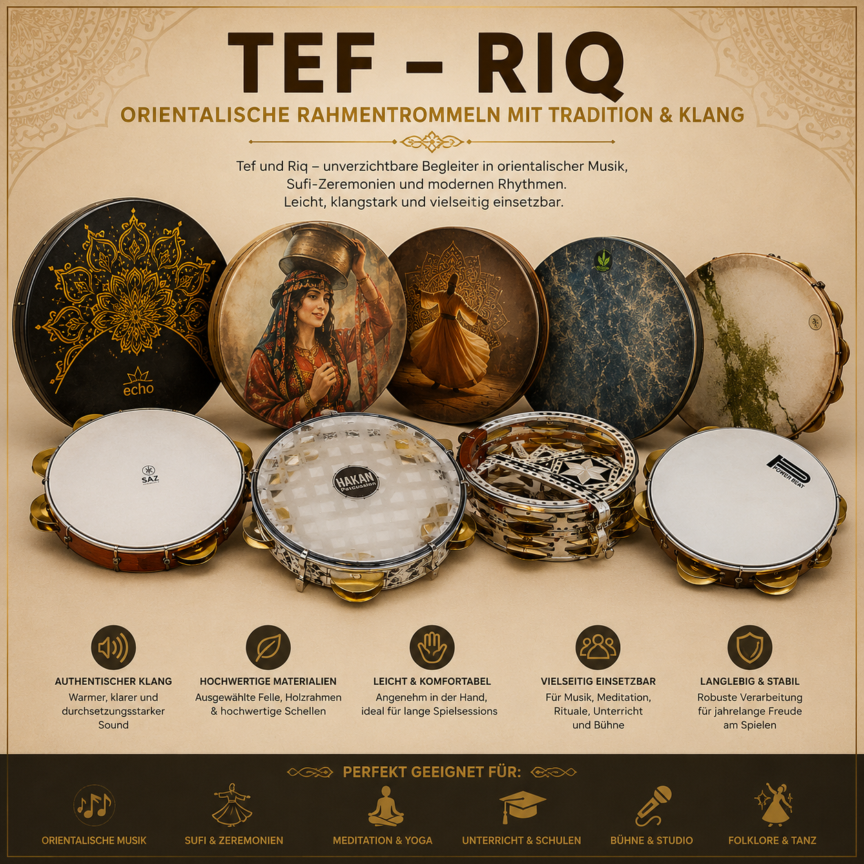 Tef, Tambourines & Riq – Orientalische Rhythmusinstrumente