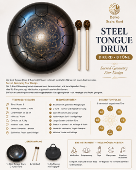Steel Tongue Drum D Kurd mit 10 Tönen