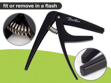 Preview: Federbelasteter Kapodaster für Akustische oder Elektrische Gitarre, schwarz