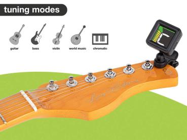 Preview: Chromatischer Clip-Tuner (auch G+B+U+V), Vollfarbdisplay, 430-450Hz