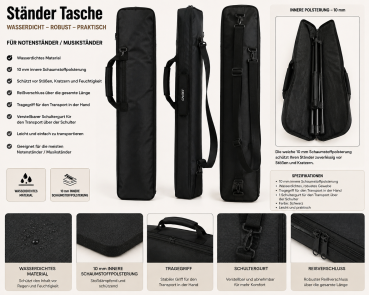 Ständer Tasche – Gepolsterte Tragetasche für Notenständer & Musikständer