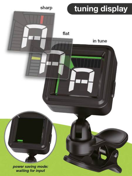 Chromatischer Clip-Tuner (auch G+B+U+V), Vollfarbdisplay, 430-450Hz