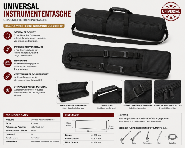 Ständer Tasche – Gepolsterte Tragetasche für Notenständer & Musikständer